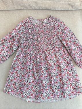 ZARA Pink Floral Smocked Long Sleeve Dress